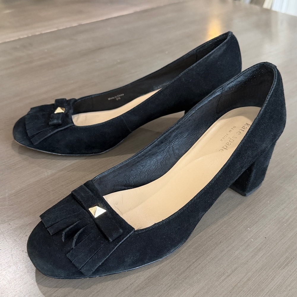 Kate Spade Black Suede Block Heels